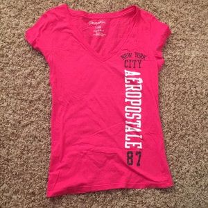 Pink V-Neck Aeropostal Short Sleeve